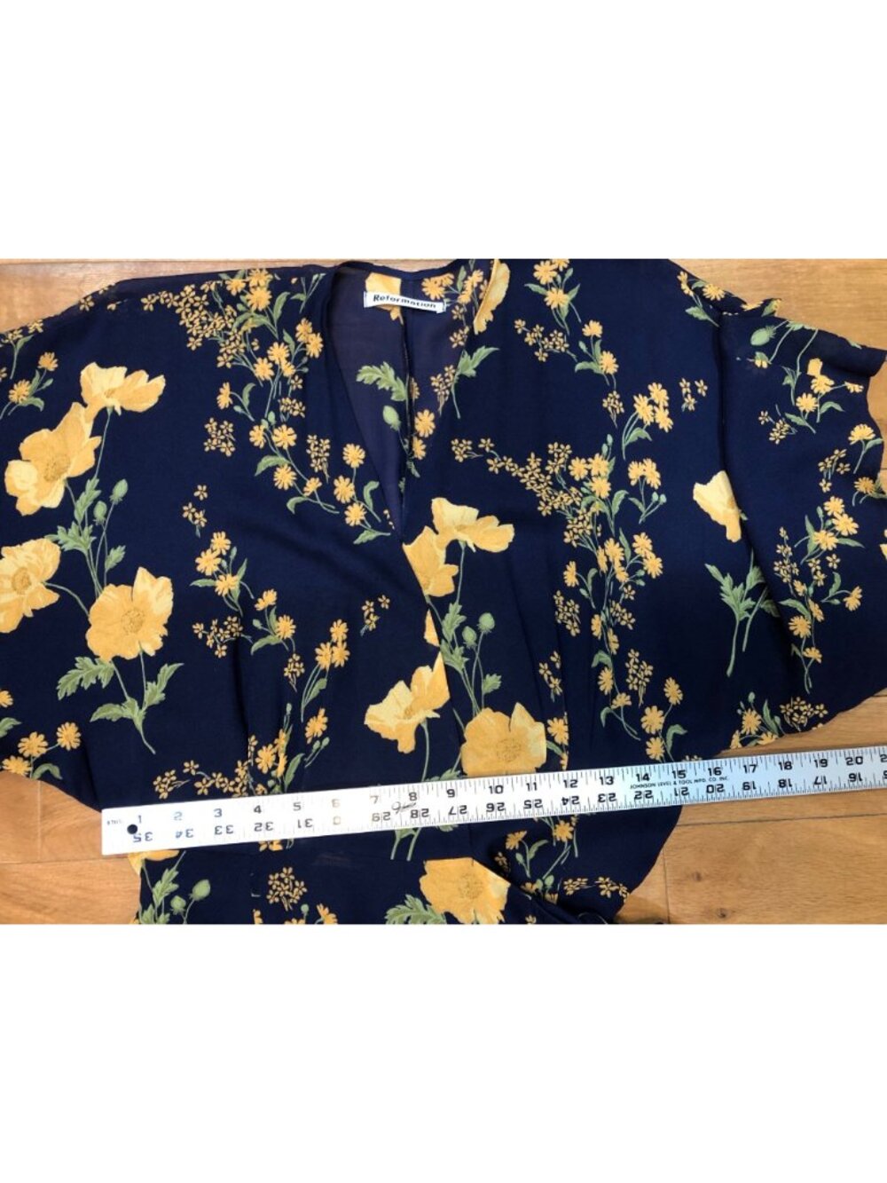 Reformation Winslow Maxi Wrap Dress Navy Yellow Floral Mademoiselle Sz M Poetic - Picture 10 of 11
